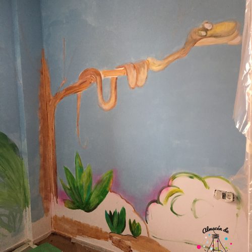 Pintura mural personalizada en habitación infantil (Almacén de Luciérnagas)